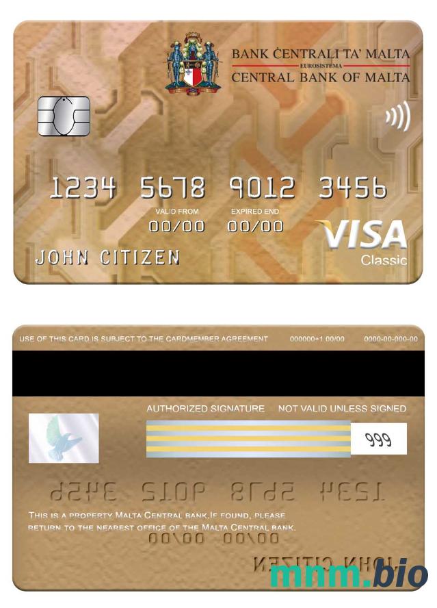 Malta Central Bank visa klasyczny karta przykład w formacie PSD